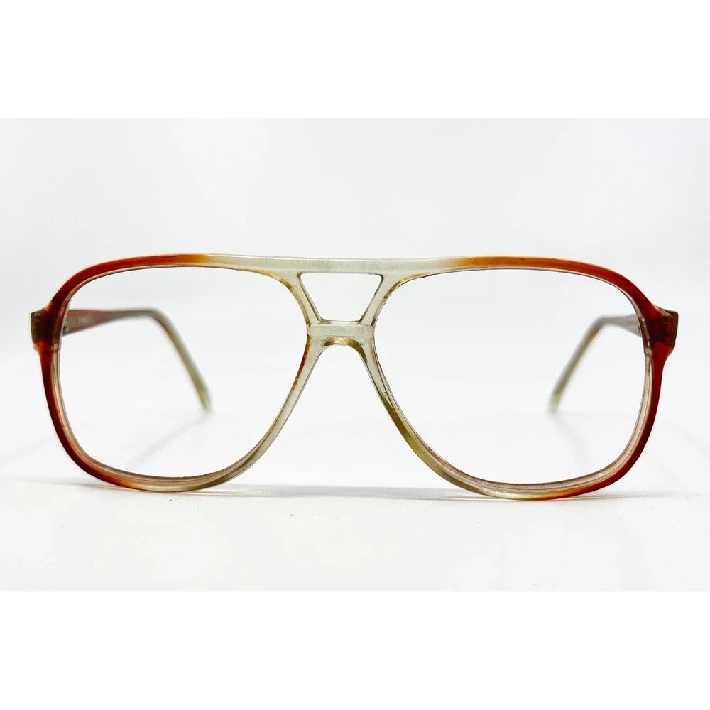 Zinco Kennedy Eyeglass Frames Mens Brown Fade Aviator Double Bridge 56-16-140